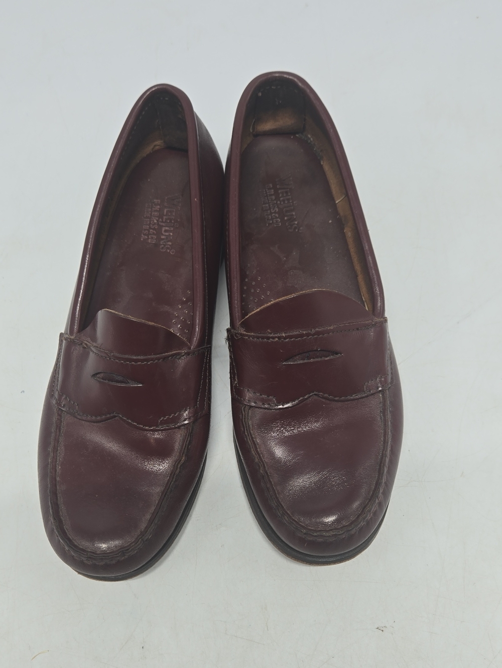Vintage Bass Weejuns Leather Penny Loafers Flaw 8.5B